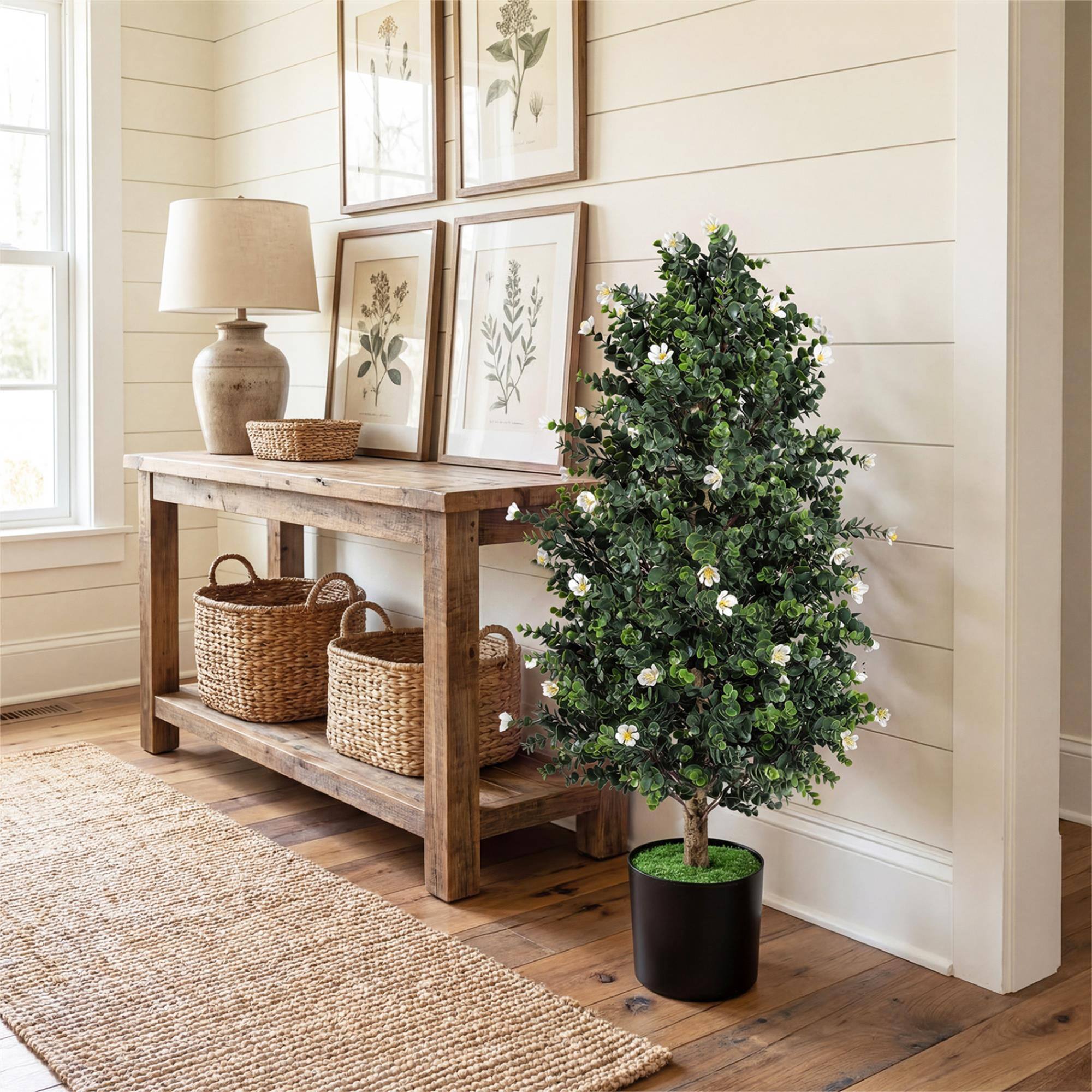 Alt View 2. Boyel Living - 2 Pack Artificial Topiary Cone Tree Faux Potted Shrub Plant with 49 Flowers-White - White.