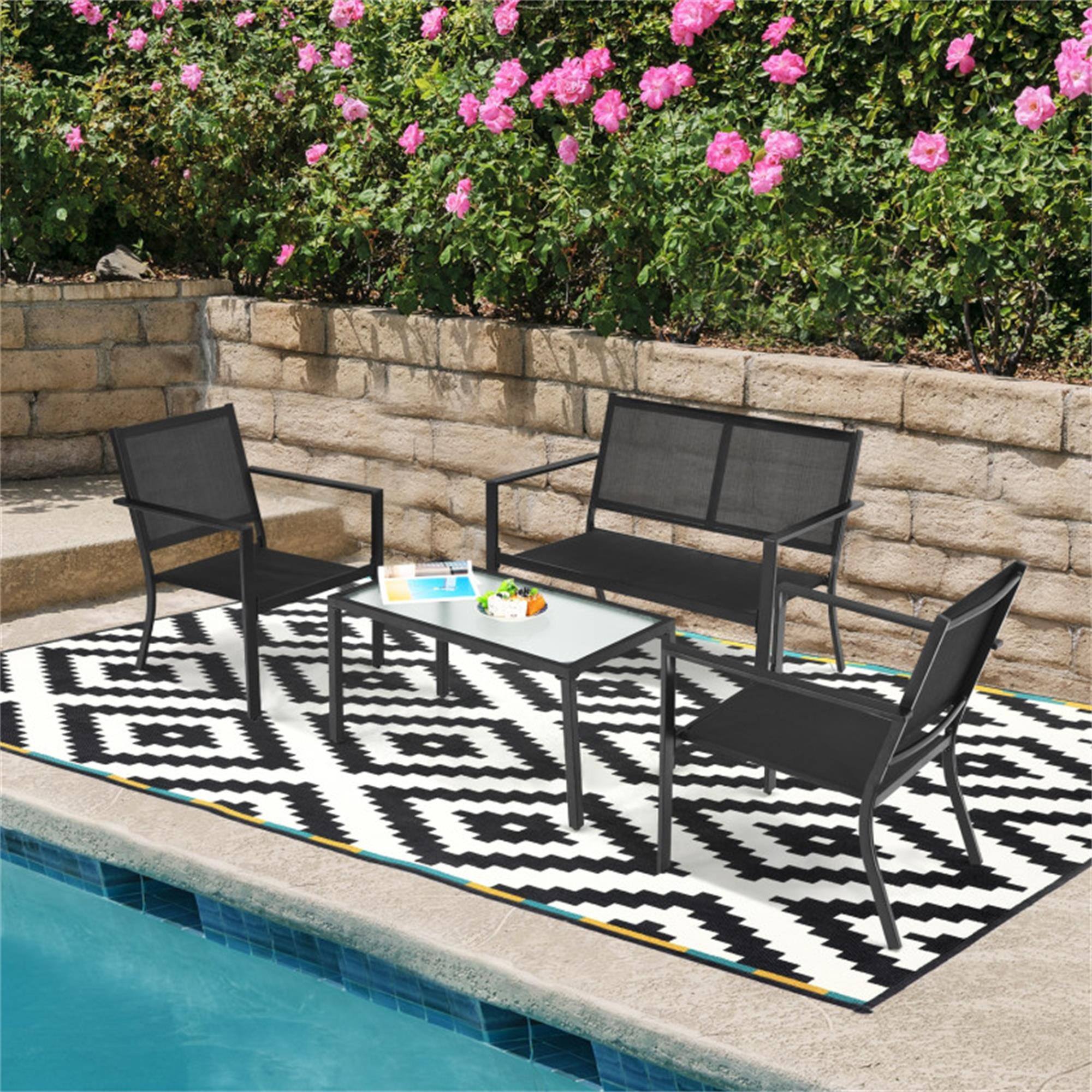 Alt View 3. Boyel Living - Gray 4 PCS Patio Furniture Set Sofa Coffee Table Steel Frame Garden 42.5-in L x 32-in W x 28-in H - Gray.
