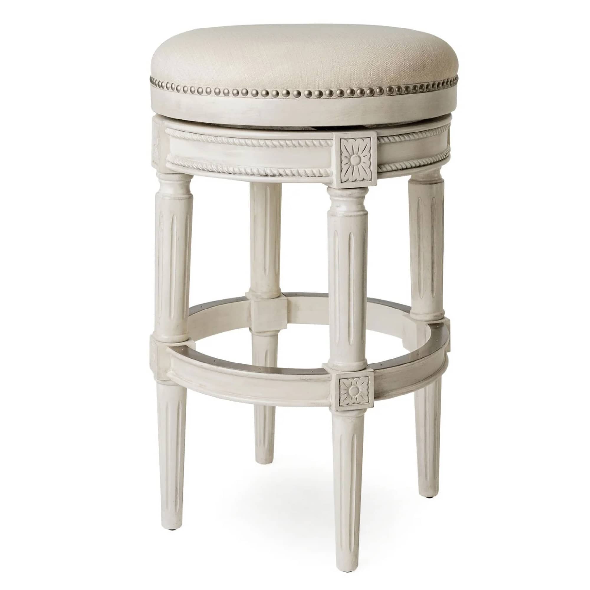 Front. Maven Lane - 31' Pullman Backless Bar Stool In White Oak Finish With Fabric Upholstery - White Oak.