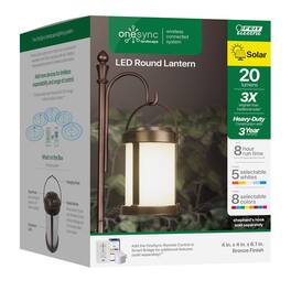 FEIT ELECTRIC - Feit OneSync 4 in. Solar Power Metal Round Bronze Hanging Lantern