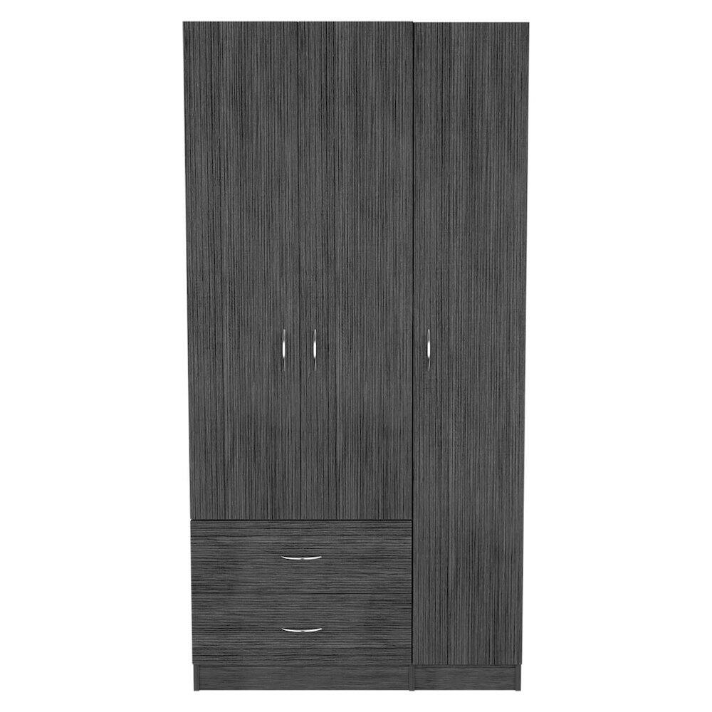 Alt View 1. TuHome - Austral Three Door Armoire Smokey Oak / White MDF - White.