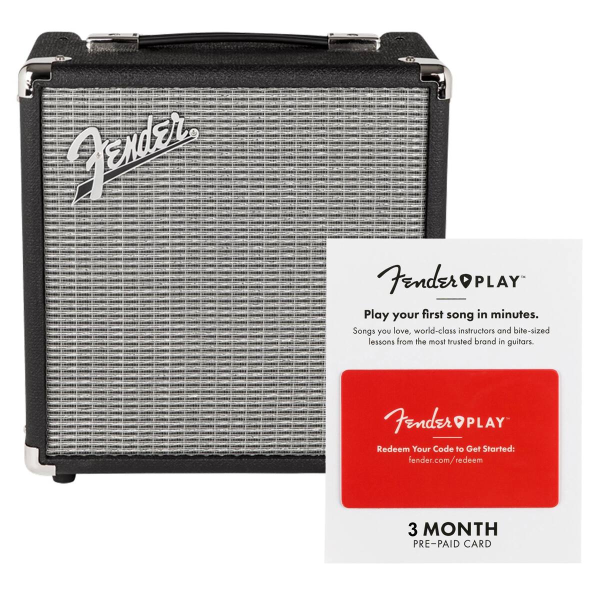 Fender PLAY

Play your first song in minutes.  
Songs you love, world-class instructors and bite-sized lessons from the most trusted brand in guitars.

Fender PLAY  
Redeem Your Code to Get Started:  
fender.com/redeem

3 MONTH PRE-PAID CARD