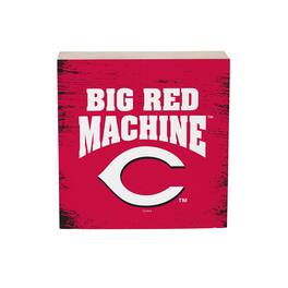 Evergreen Enterprises - Cincinnati Reds 6" Square Fan Chant Wood Block Shelf Sign - Multicolor