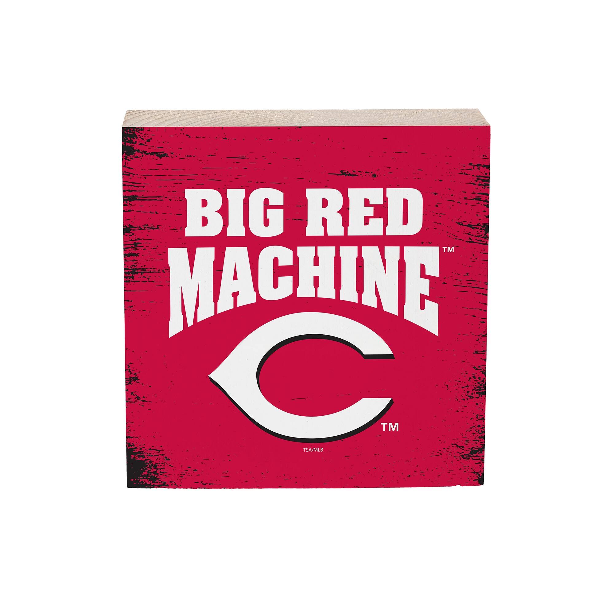 Cincinnati Reds 6" Square Fan Chant Wood Block Shelf Sign