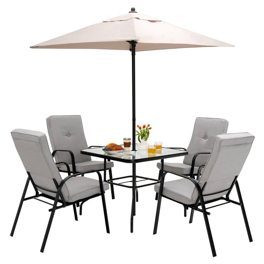 Alt View 2. Kadyn - 35 In Tempered Glass Square with Umbrella Hole Coffee Table for Patio Use - Black.