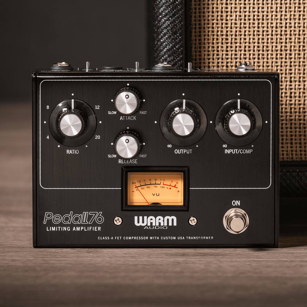 O 8 12 SLOW FAST ATTACK 4 20 RATIO SLOW FAST RELEASE 8 OUTPUT 8 INPUT/COMP 1075310 5 3 10 1 20 , 1 E E TONI - 100% . + VU Pedall76 WARM LIMITING AMPLIFIER AUDIO ON CLASS-A FET COMPRESSOR WITH CUSTOM USA TRANSFORMER