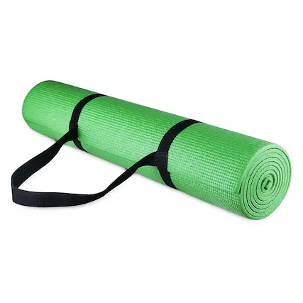 Front. Fitvids - Fitvids 1/4” High Density Thick Non Slip Workout Yoga Mat and Carry Strap, Green - Green.