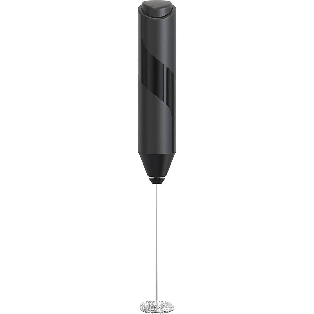 Front. ACJPR - Portable Battery-Operated Electric Milk Frother Handheld Whisk, Egg Beater and Foam Maker, Stainless Steel - Black.