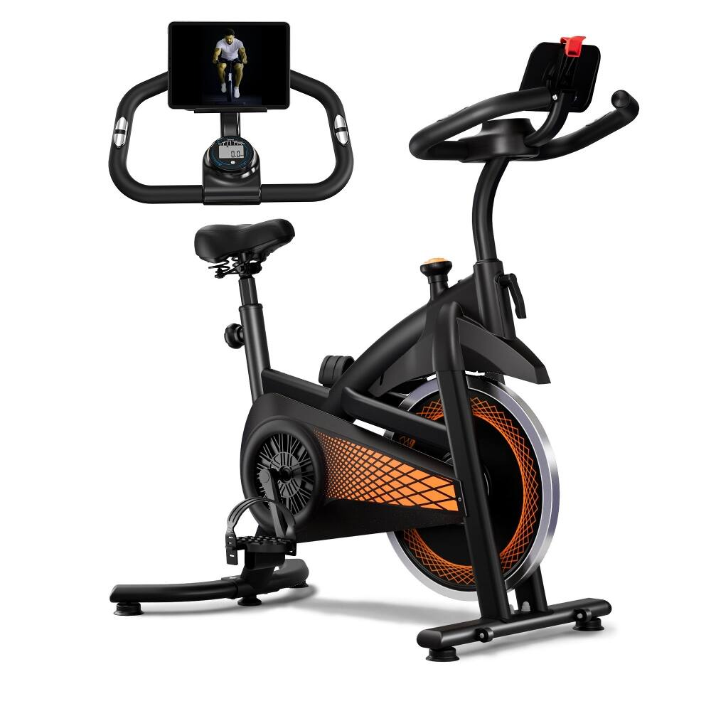 Front. Loheer - Loheer Exercise Bike Indoor Stationary Bike for Home Gym, 300 lb Capacity, Adjustable Seat and Handlebar, Red - Red.