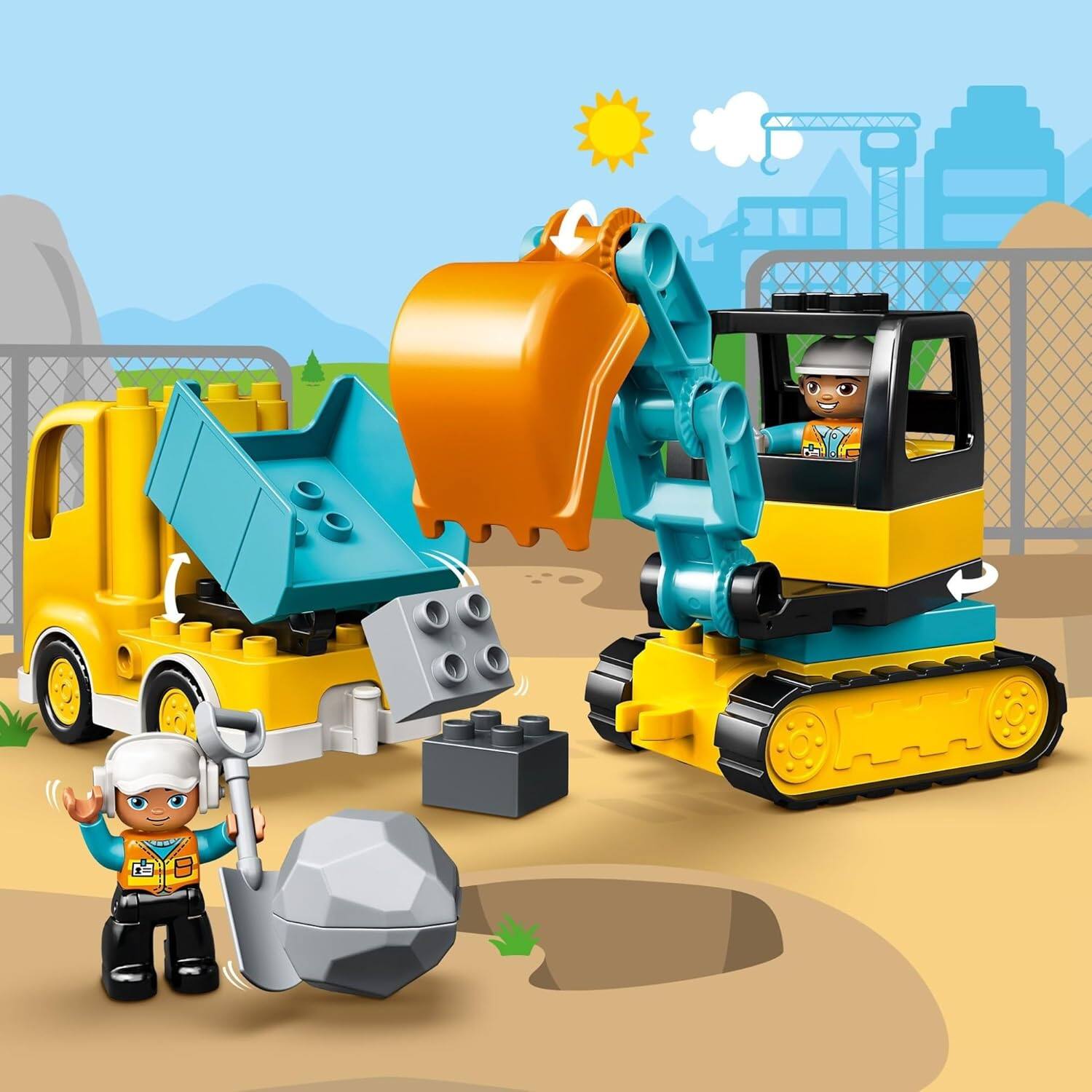 Alt View 3. LEGO - LEGO Duplo: Truck and Tracked Excavator - 20pcs [LEGO, #10931].