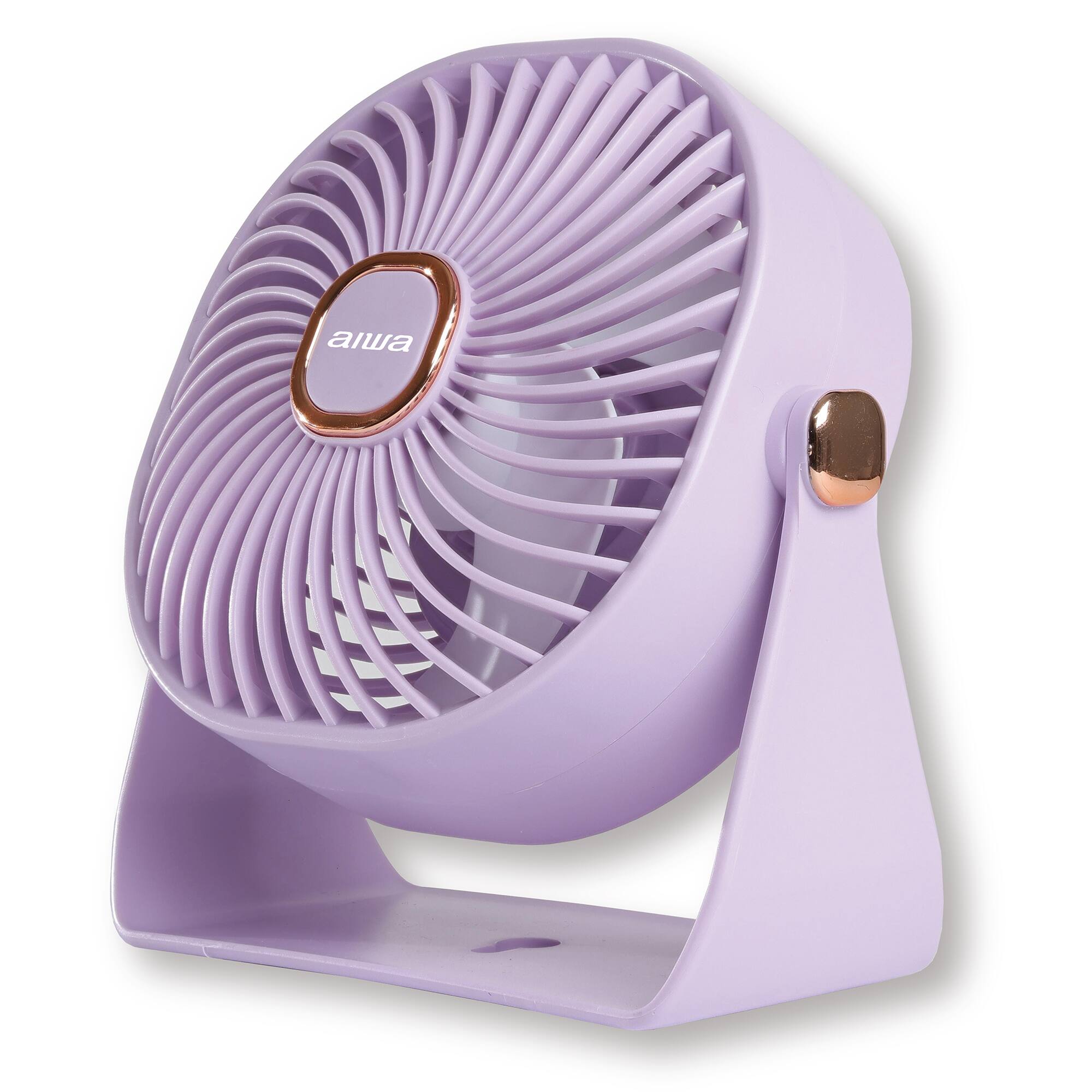 Alt View 2. Aiwa - Aiwa 4-Inch USB-C Rechargeable Desk Fan, 3-Speed Portable Mini Fan with 270° Adjustable Head, Quiet Operation - Violet.
