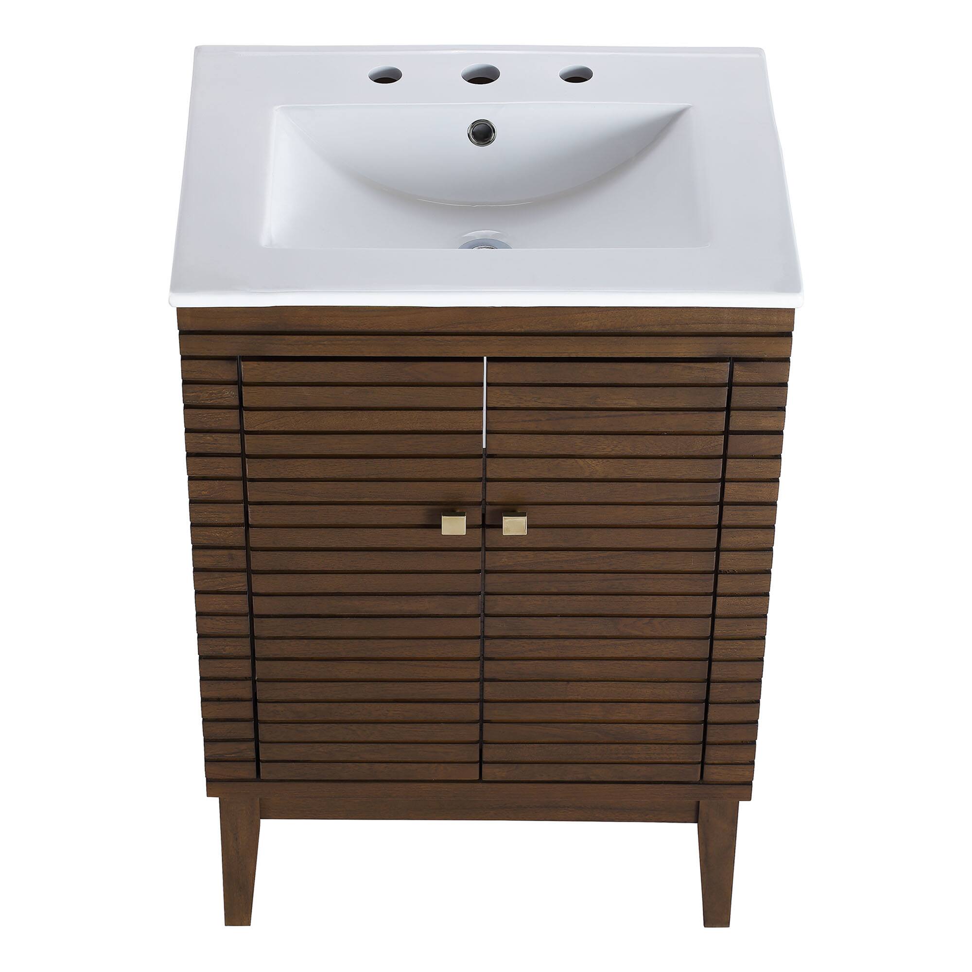 Alt View 4. Modway - Ledger Bathroom Vanity Basin Included - Walnut White.
