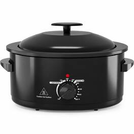 RYHNUYNE - 8QT Slow Cooker for Small Families – Portable Self-Basting Lid, 150°F-450°F for Baking, Slow Cooking, Buffet - Black