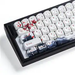 Womier - PBT Keycaps, Themes MOA Keycaps forMost US Layout Cherry MX Switch Mechanical Keyboard - White
