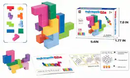 Link - STEM 3D Magnetic Building Blocks Puzzle Cube for Early Ed, Intelligence & 150 Challenges - Solid