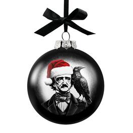 OrnamentallyYou - Edgar Allan Poe Spooky Christmas Portrait Glass Ornament Black Horror Halloween Tree Decoration - Multi-colored
