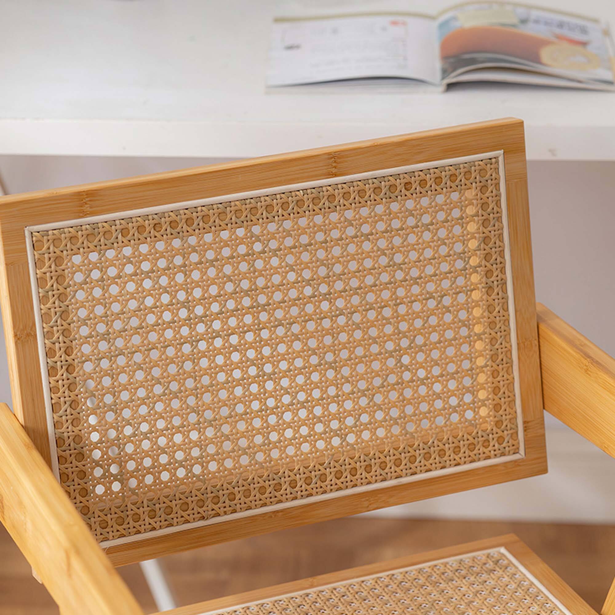 Alt View 9. Costway - Costway Set of 2 Rattan Accent Chairs Mid Century Dining Armchair Bamboo Frame Kitchen - Natural.