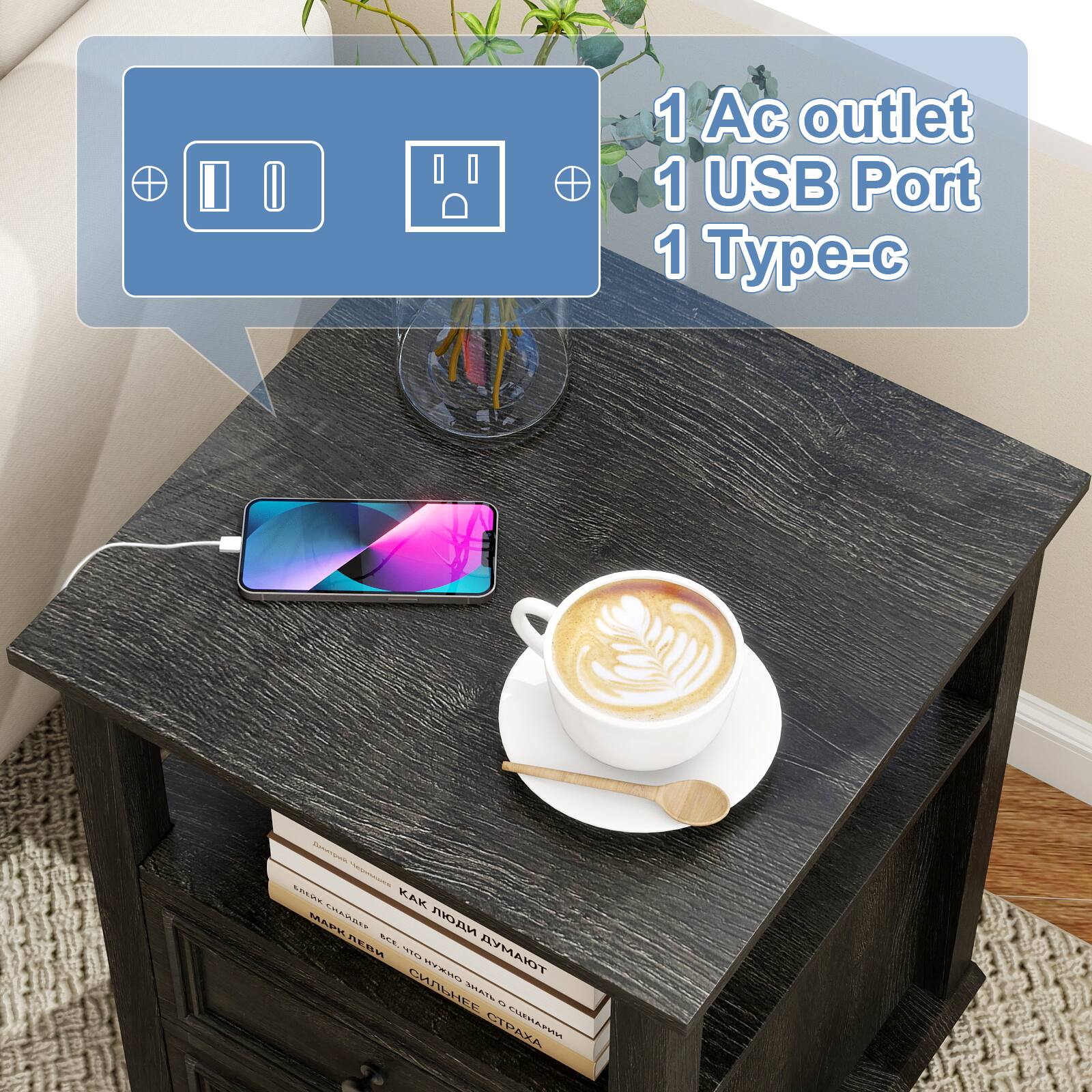 1 Ac outlet  
1 USB Port  
1 Type-c