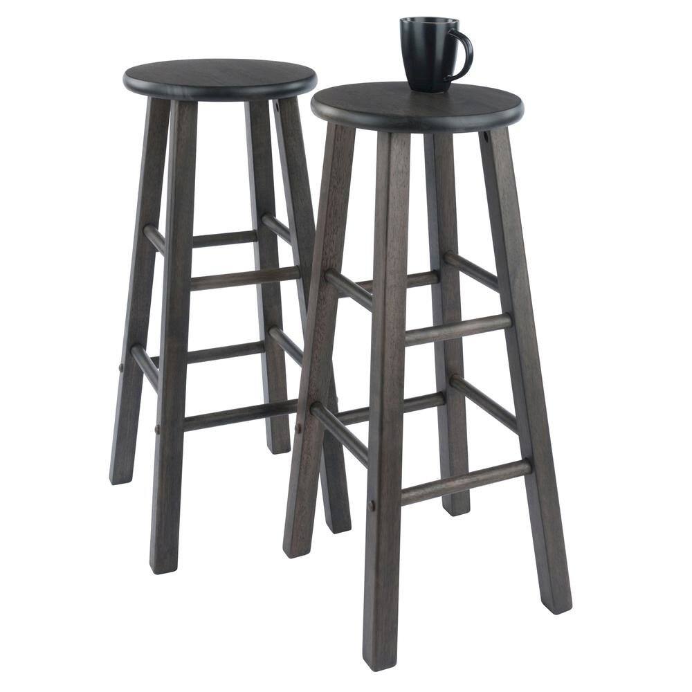 Left. FurniFact - 2-PC Bar Stool Set - Oyster Gray.