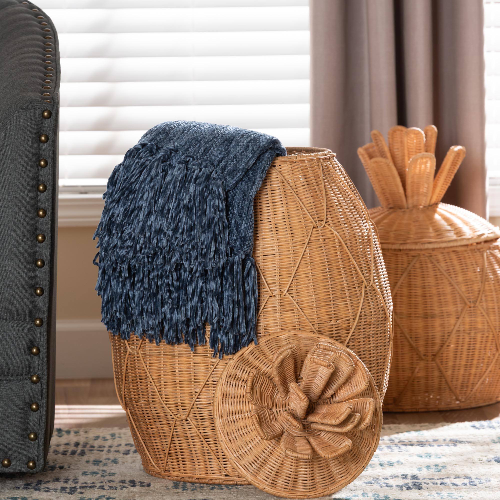 Alt View 2. bali & pari - Pelham Natural Rattan Laundry Hamper - Handwoven Wicker Storage Basket for Laundry Room, Large - Light Honey.