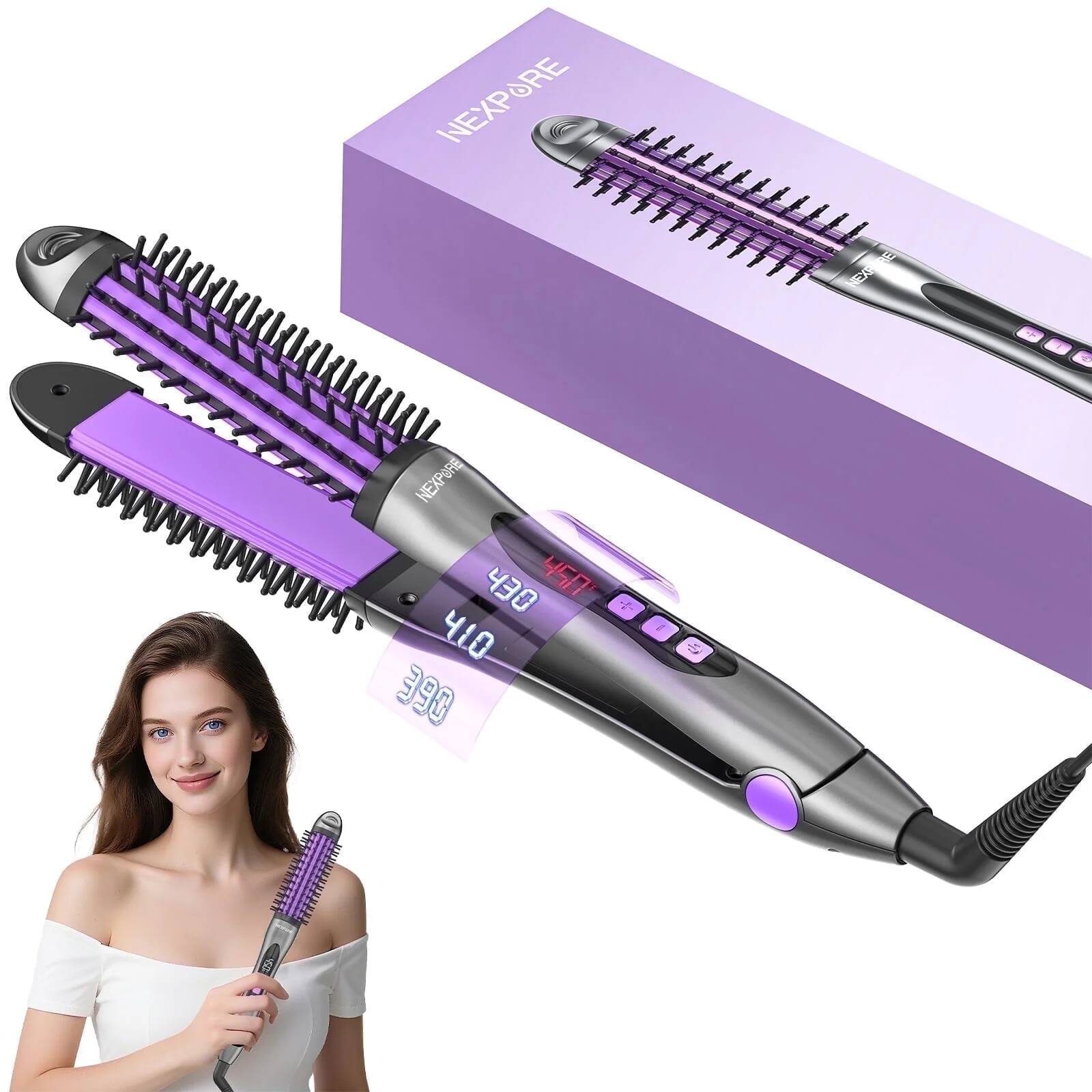 NEXPURE - Curling Iron - 360° Styler Curling Iron, Titanium Hair Straightener and Curler 2 in 1 for Long-Lasting Curls