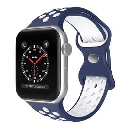 StrapsCo - ColorBlock Active Strap Silicone Rubber Watch Band For Apple Watch - 40mm/41mm/42mm (Medium-Long) - Blue & White