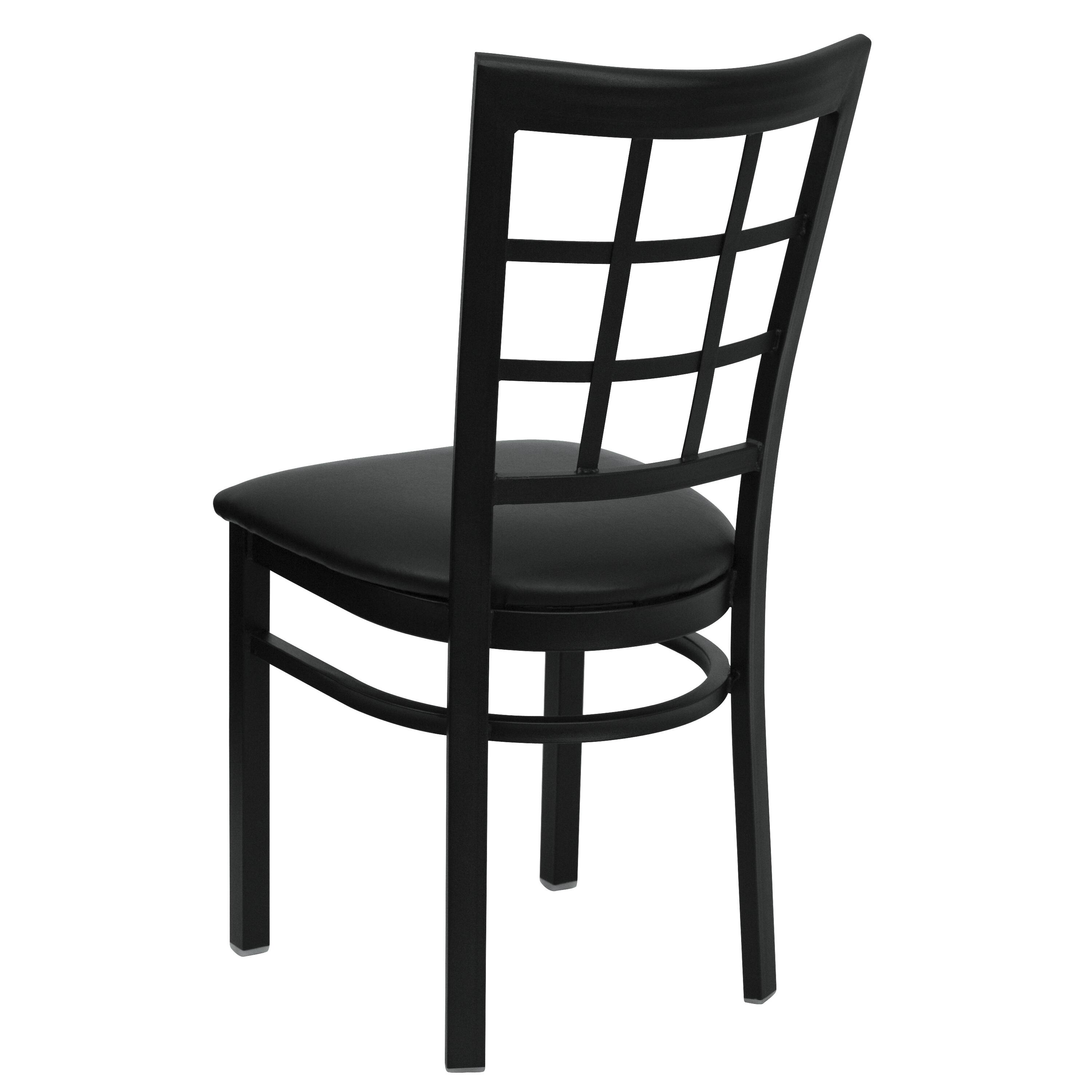 Alt View 5. Emma + Oliver - 2 Pack Window Back Metal Restaurant Chair - Black Vinyl Seat/Black Metal Frame.