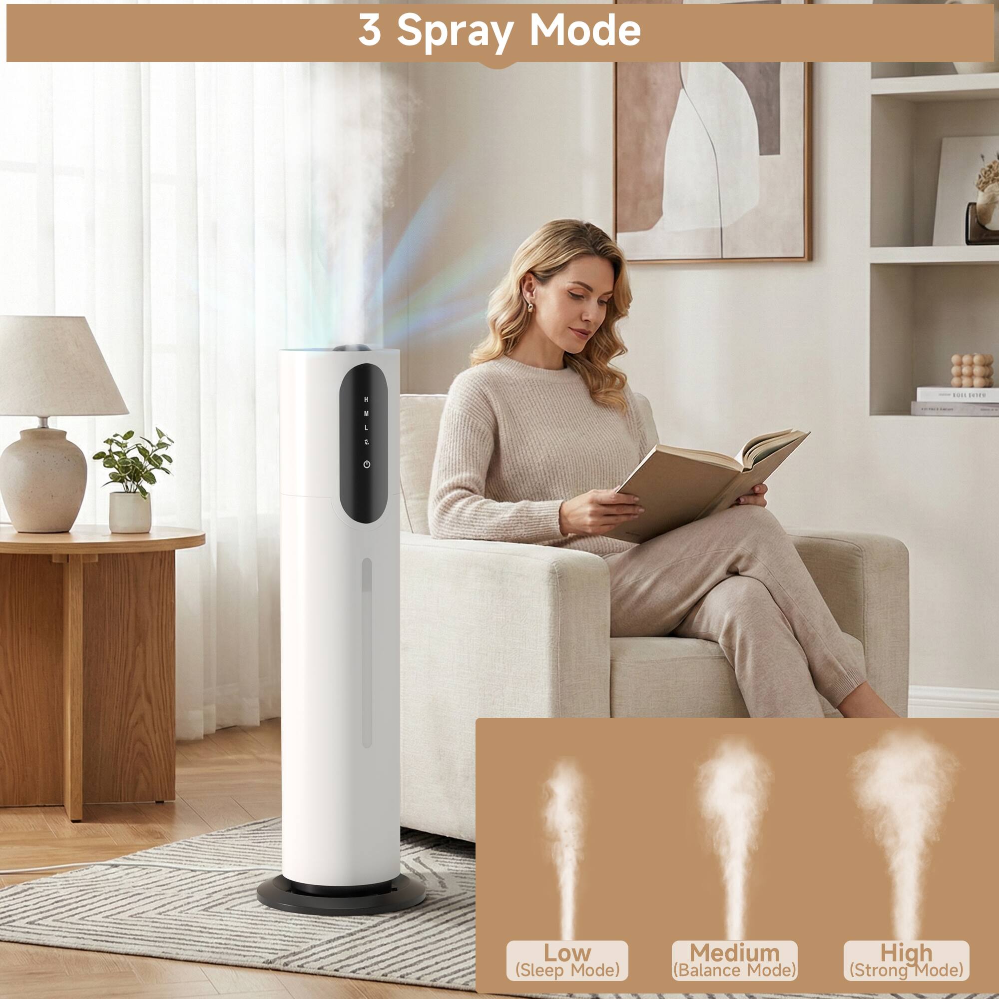 3 Spray Mode

- Low (Sleep Mode)
- Medium (Balance Mode)
- High (Strong Mode)