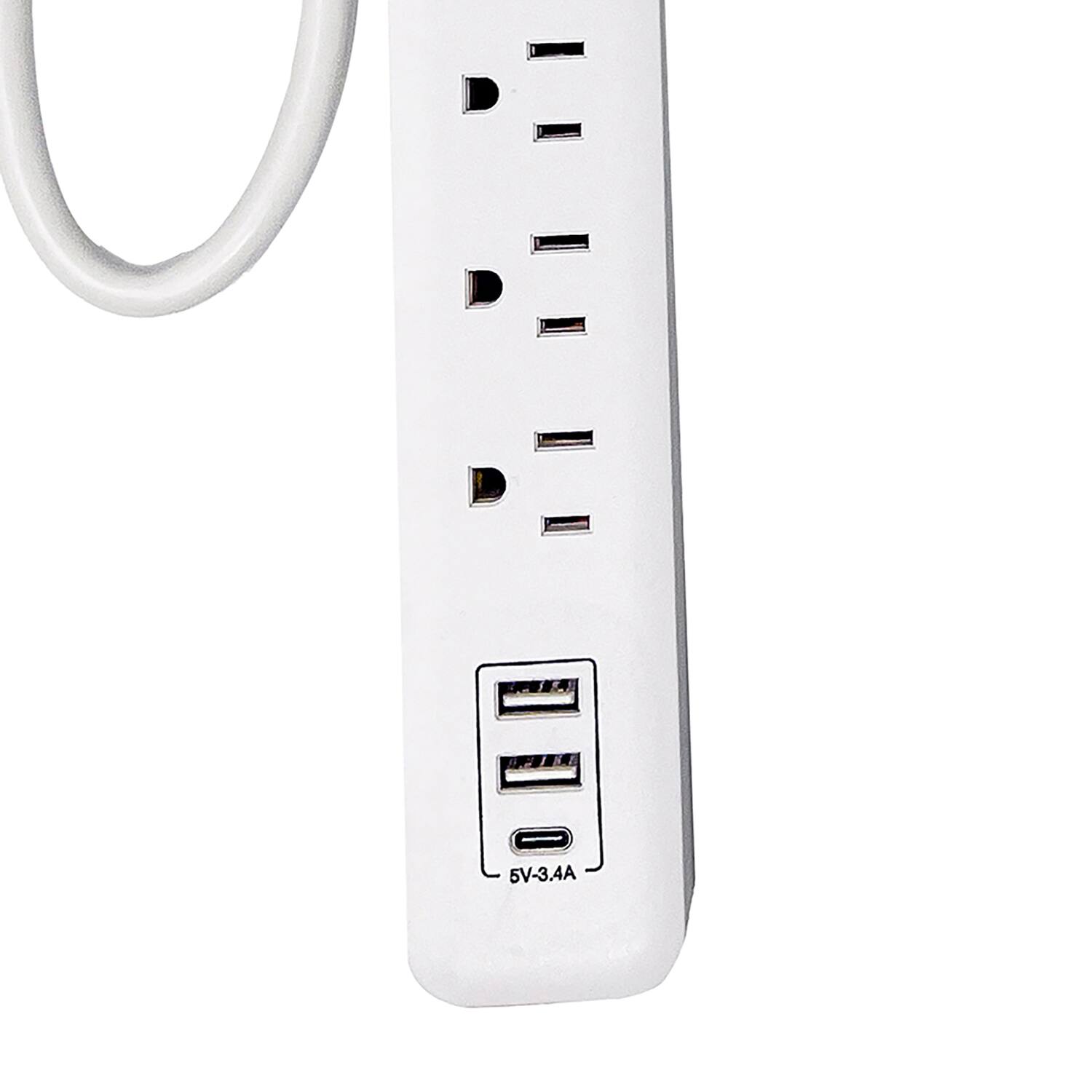 Alt View 1. Rayovac - 6-AC Outlet and 3-USB Port Surge Protector Power Strip 1.5-Ft. Cord FL-301CS - White.