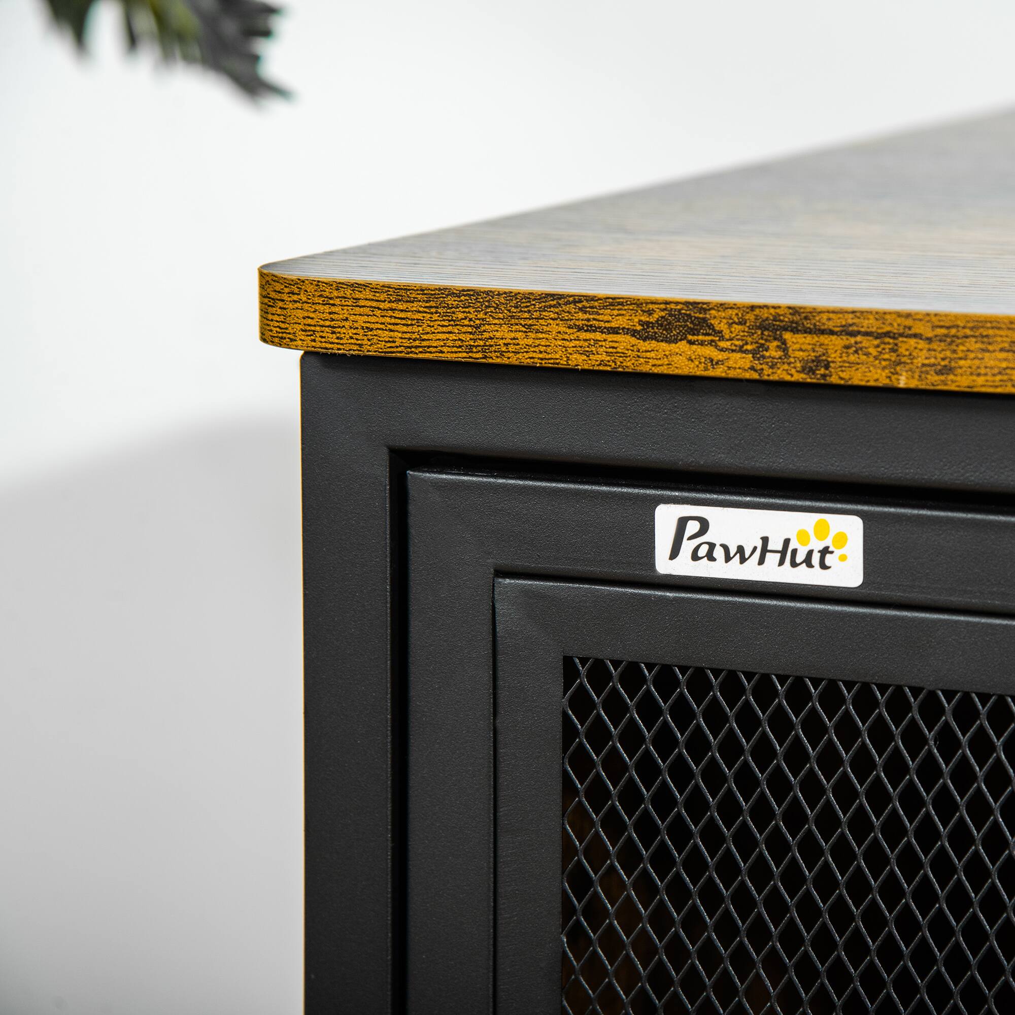 Alt View 4. Pawhut - Wooden Cat Crate, Furniture Style Dog Cage, Puppy Kennel Indoor, End Table Pet House with Cushion, Sliding Doors.