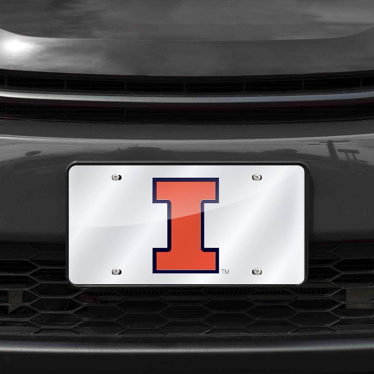 Alt View 1. Rico Industries - Illinois Fighting Illini Mirrored Laser Cut License Plate Laser Tag - Multi.