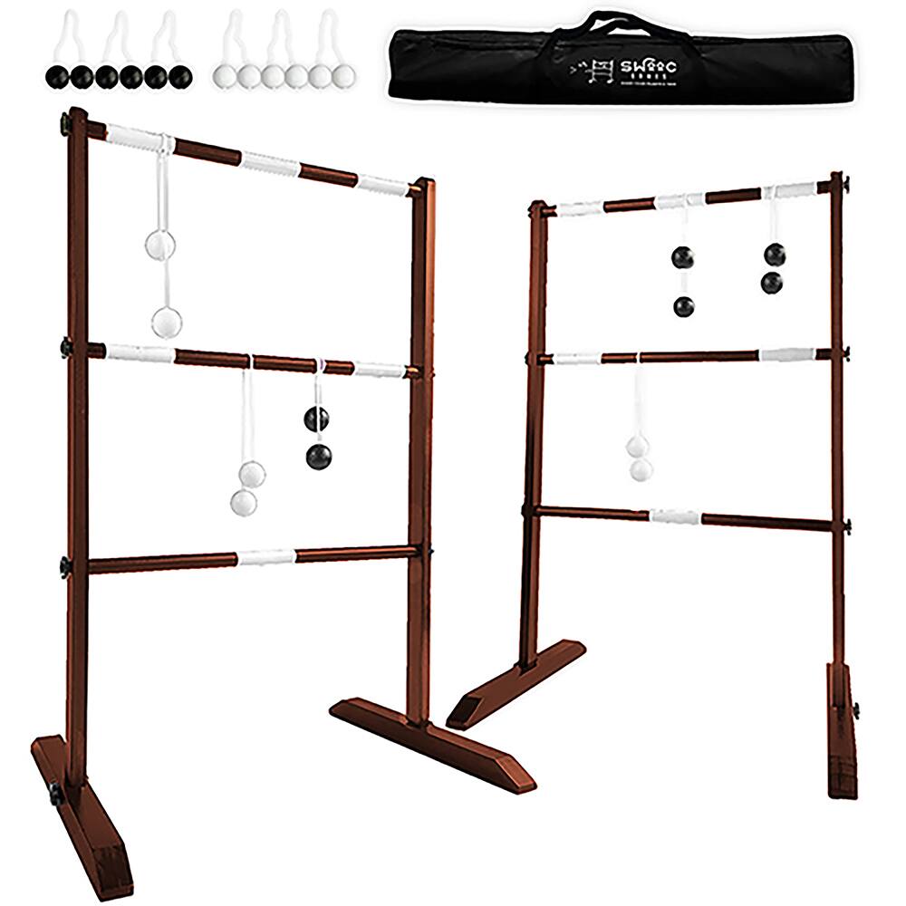 Swooc Games - Premium Wooden Ladder Ball Game Set (Weather Resistant) - 10 Games Included & Carrying Case - Brown price history on PriceWatchPro