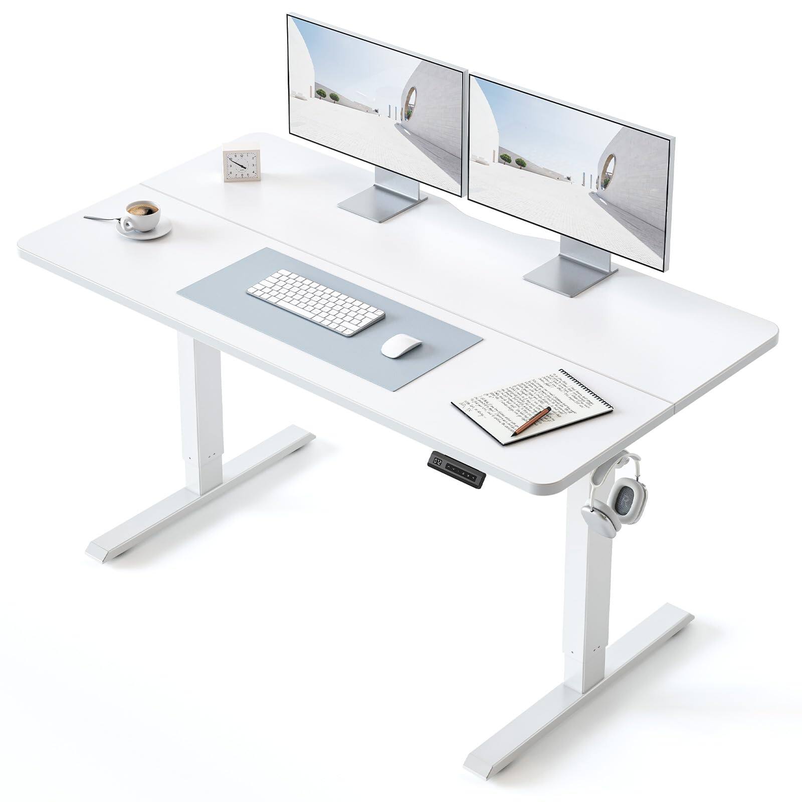 Front. Hirose Alice - BANTI 48 × nches Standing Desk, Ergonomic, Electric Height Adjustable, Sit and Stand Up, Computer Office De... - White 55x24.