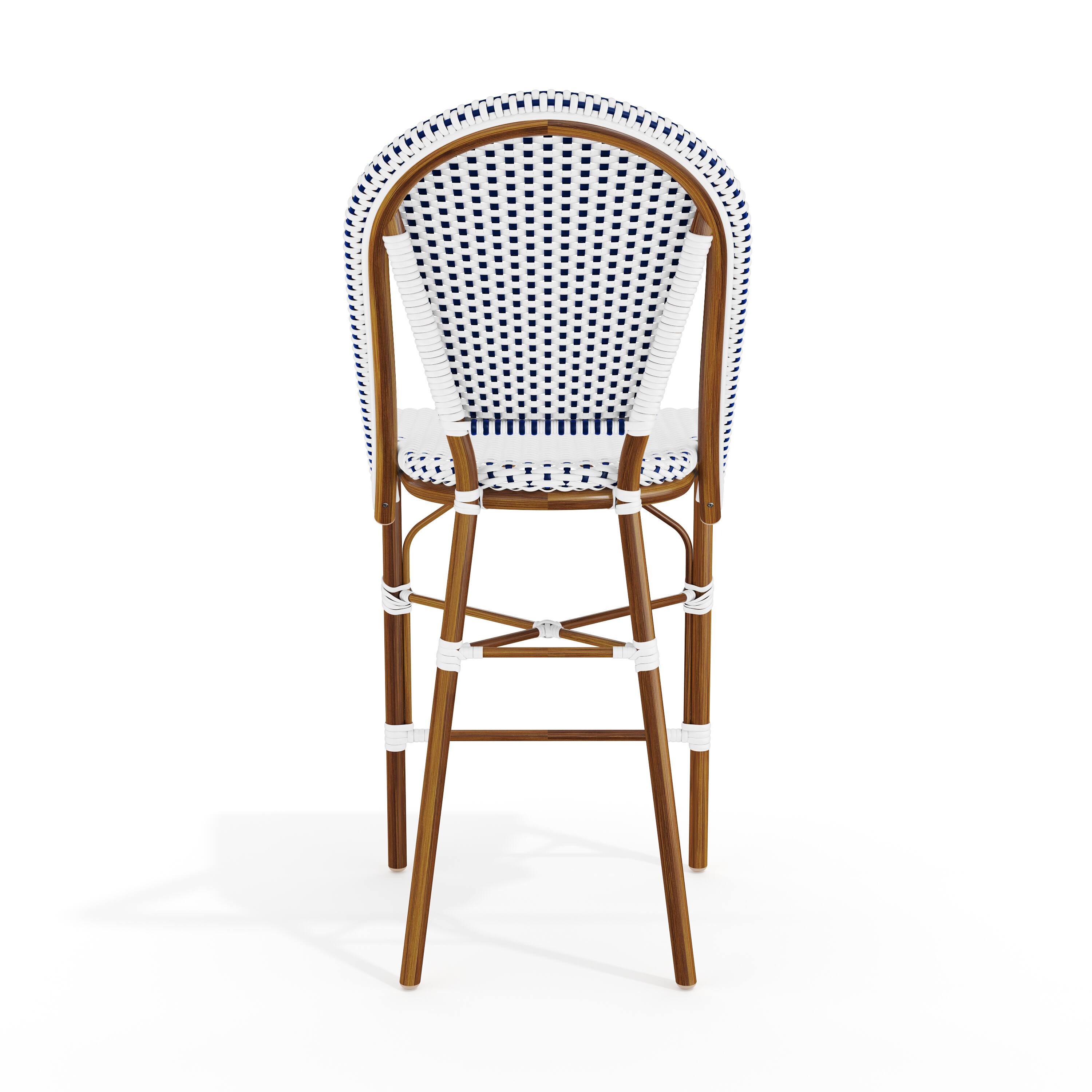 Alt View 7. Martha Stewart - Lily Pond All-Weather Stackable Patio Bistro Counter Stool - Navy & White/Natural Frame.