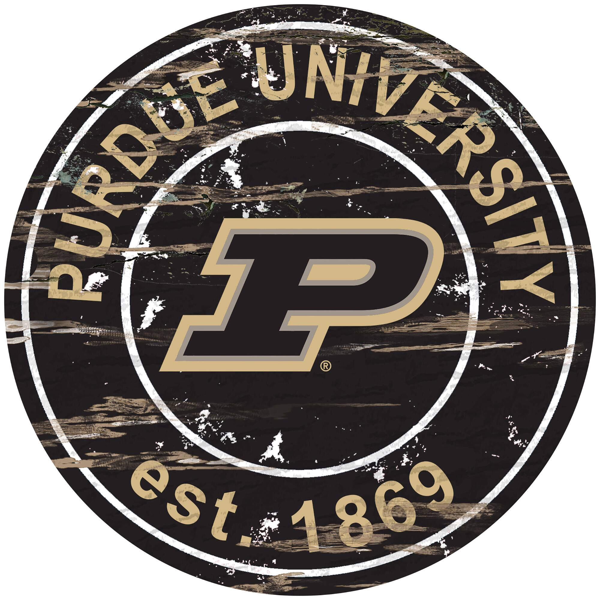 Purdue Boilermakers 23.5" Distressed Round Sign