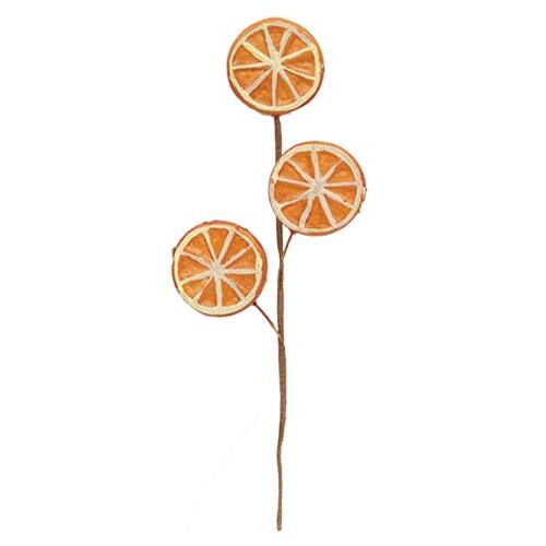 Front. BreeBe - Faux Orange Slices Pick 12" - Orange.