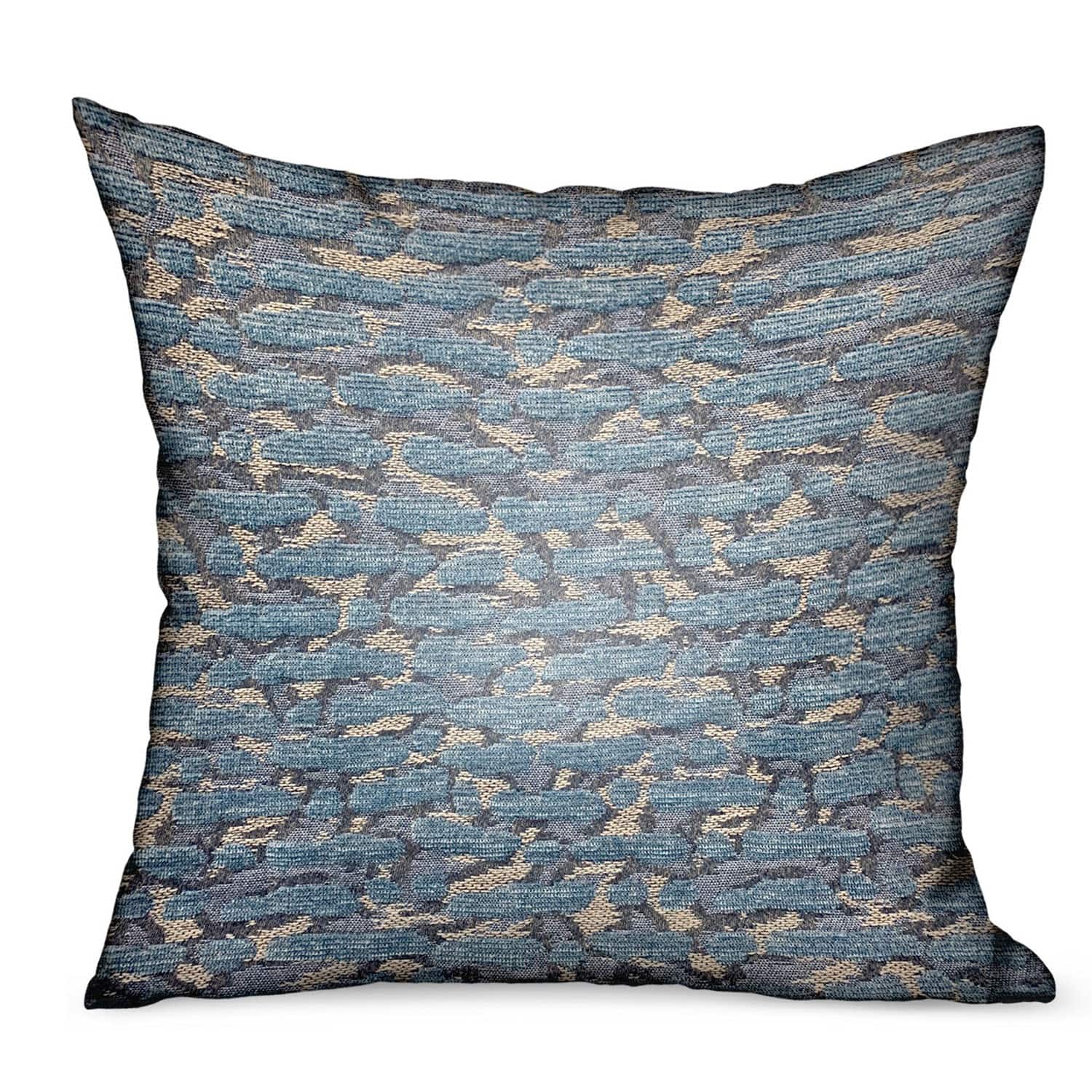 Plutus Brands - Indigo Rivulet Solid Luxury Outdoor Indoor Throw Pillow Double sided 22" x 22" - Blue