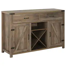 Homcom - Farmhouse Coffee Bar Cabinet, Sideboard Buffet Cabinet Wine Cabinet with Drawers, Barn Style Doors, Wine Rack - Antique gray
