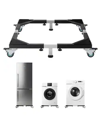 Front. VEVOR - Fridge Stand Mobile Base, 1200 lbs Load Capacity, Washing Machine Stand with 8 Locking Twin Wheels and 4 Brakes - Black.