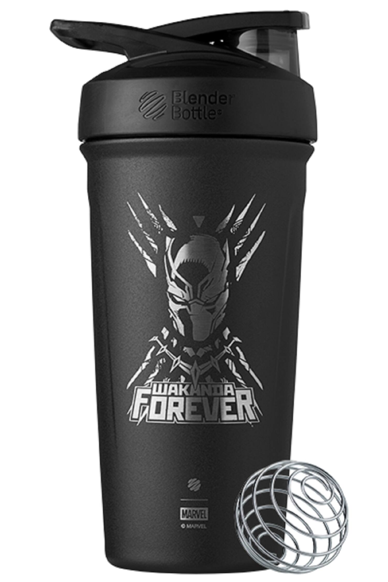 Angle. BlenderBottle - Marvel Series Strada 24 oz. Insulated Stainless Steel Water Bottle/Shaker Cup - Black.