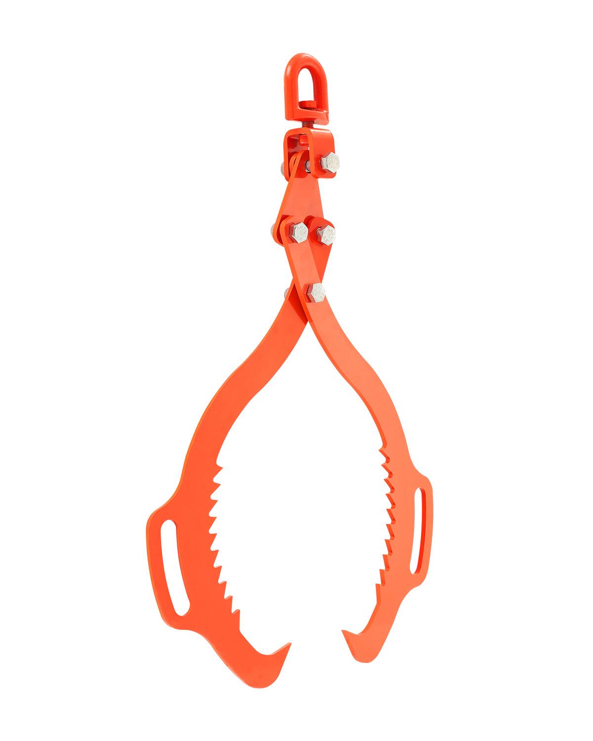 Front. VEVOR - 28in Log Lifting Tongs, 2-Claw Log Tongs, Heavy Duty Steel Log Grapple, 1100LBS Lifting Capacity, Swivel Log Graper - Orange.