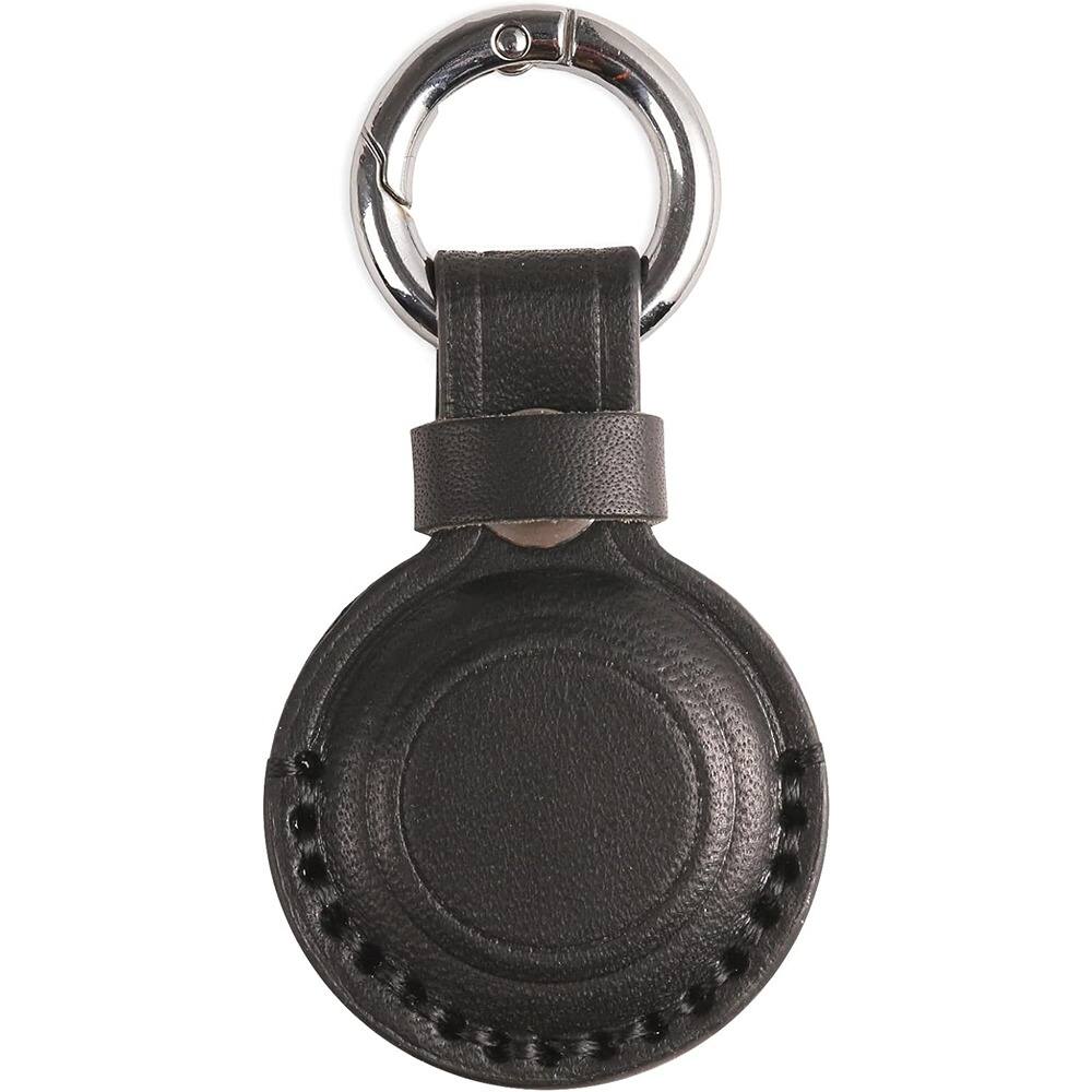 RTMB - Genuine Leather Keychain Holder for AirTag – Secure Case Cover, Black - Black V1.0