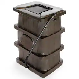 FCMP Outdoor - WG4000 45 Gal Wood Grain Rain Water Catcher Barrel Container - Brown