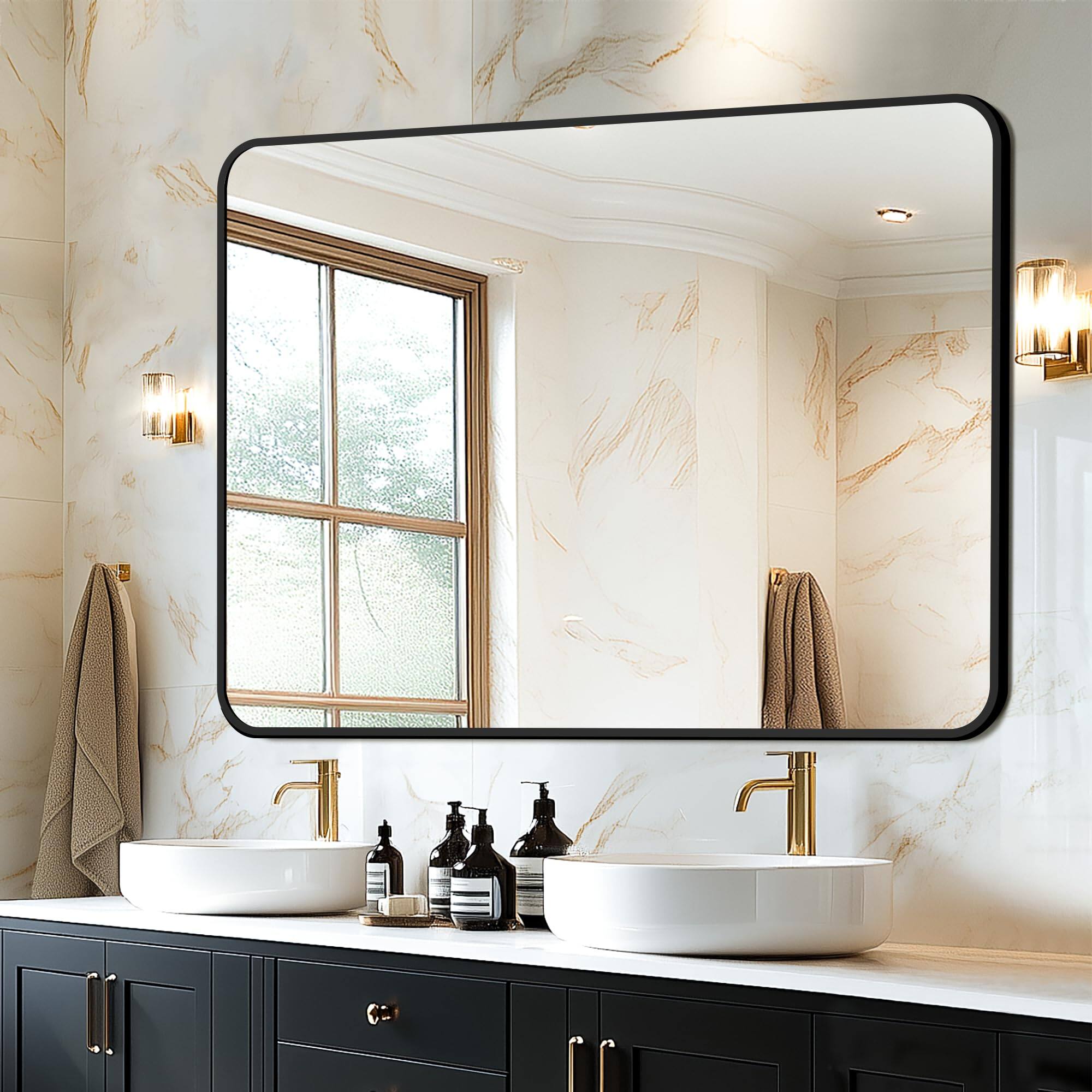 Alt View 3. Skar Audio - Bathroom Framed For Over Sink High definition Vanity Versatile Hangs Horizontally Or Vertically 40x28 - Rect Black 50"L x 30"W.