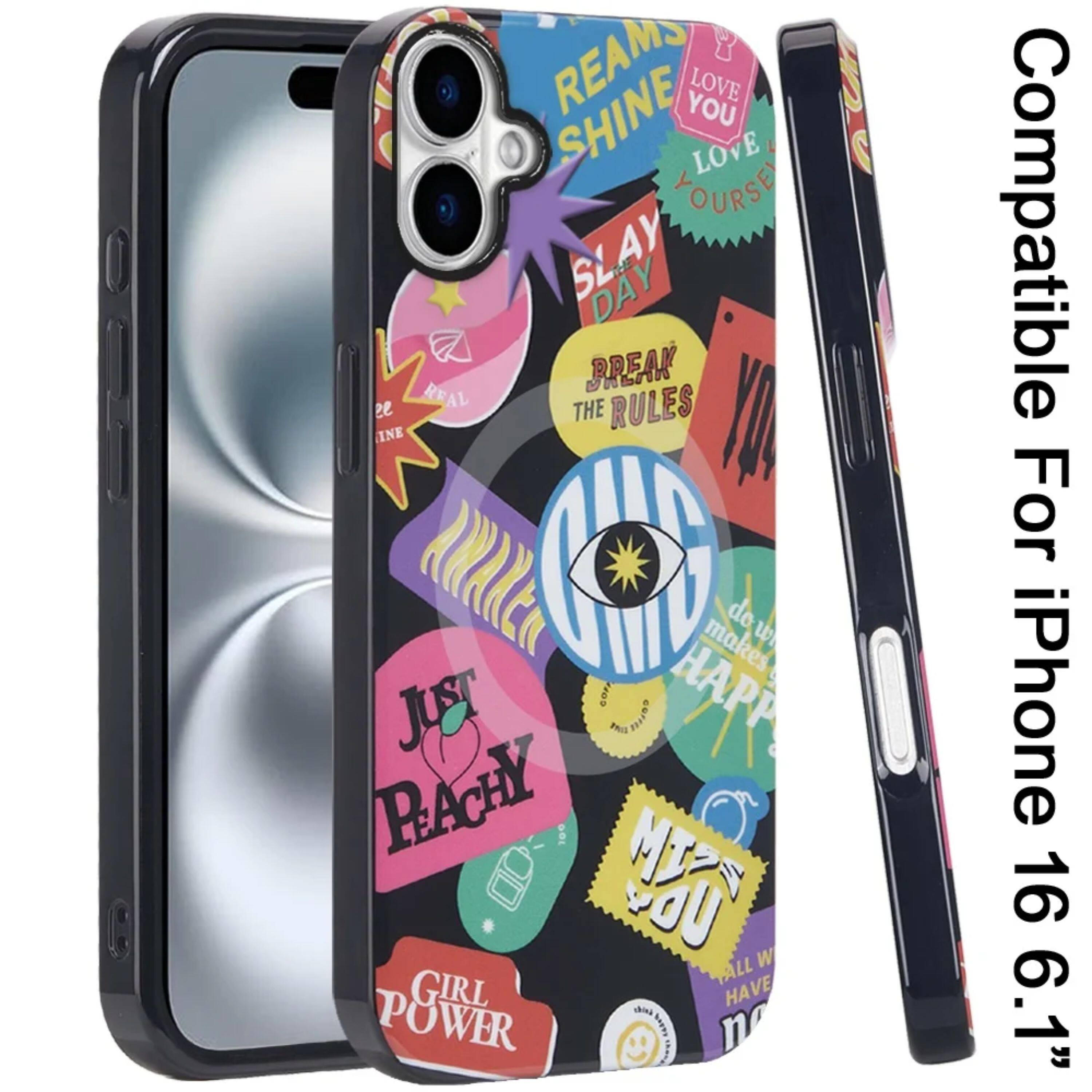 REAMS SHINE YOU LOVE LOVE OURSE SLAY DAY BREAK THE RULES INE VA Mlea makes da.u do JUST COFF Tach OUPPE HAPP PEACHY 100 MIR YOU W ALL GIRL HAVE dens POWER Sd n Compatible For iPhone 16 6.1"