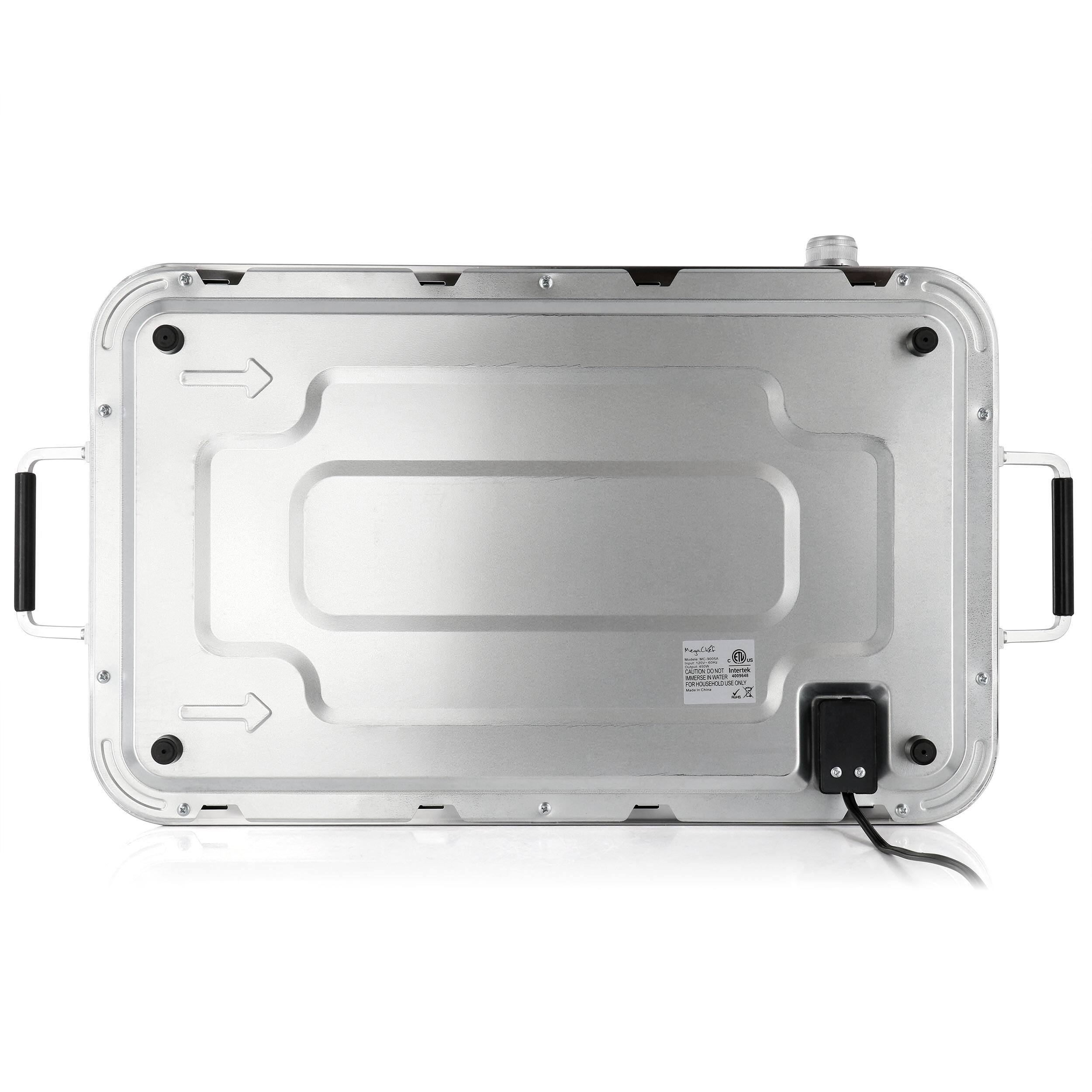 Alt View 5. MegaChef - MegaChef 3-in-1 Electric Chaffing Buffet Server and Warming Tray with Triple 2.63 Quart Trays and 8.6 Quart Baking Pan - Silver.