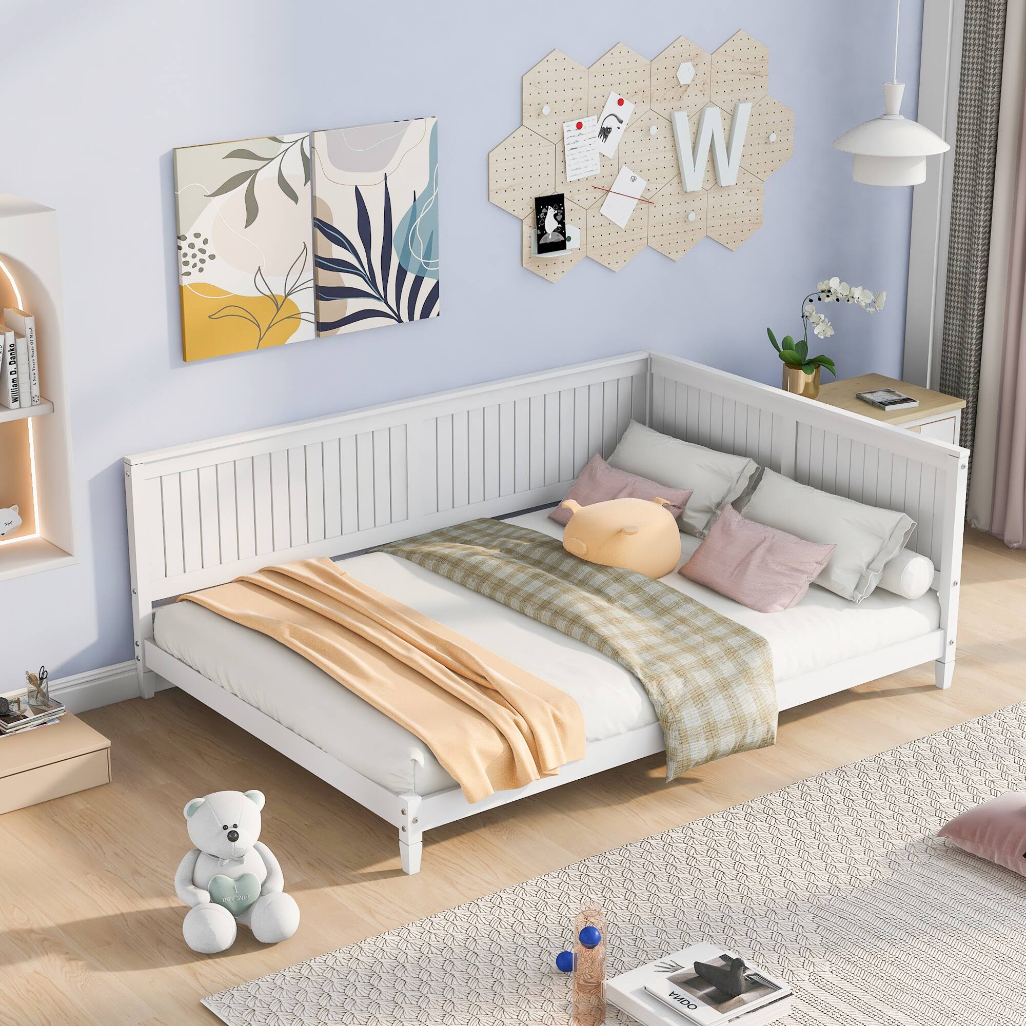 Tiramisubest - Full Size Wood Daybed/Sofa Bed, White - White