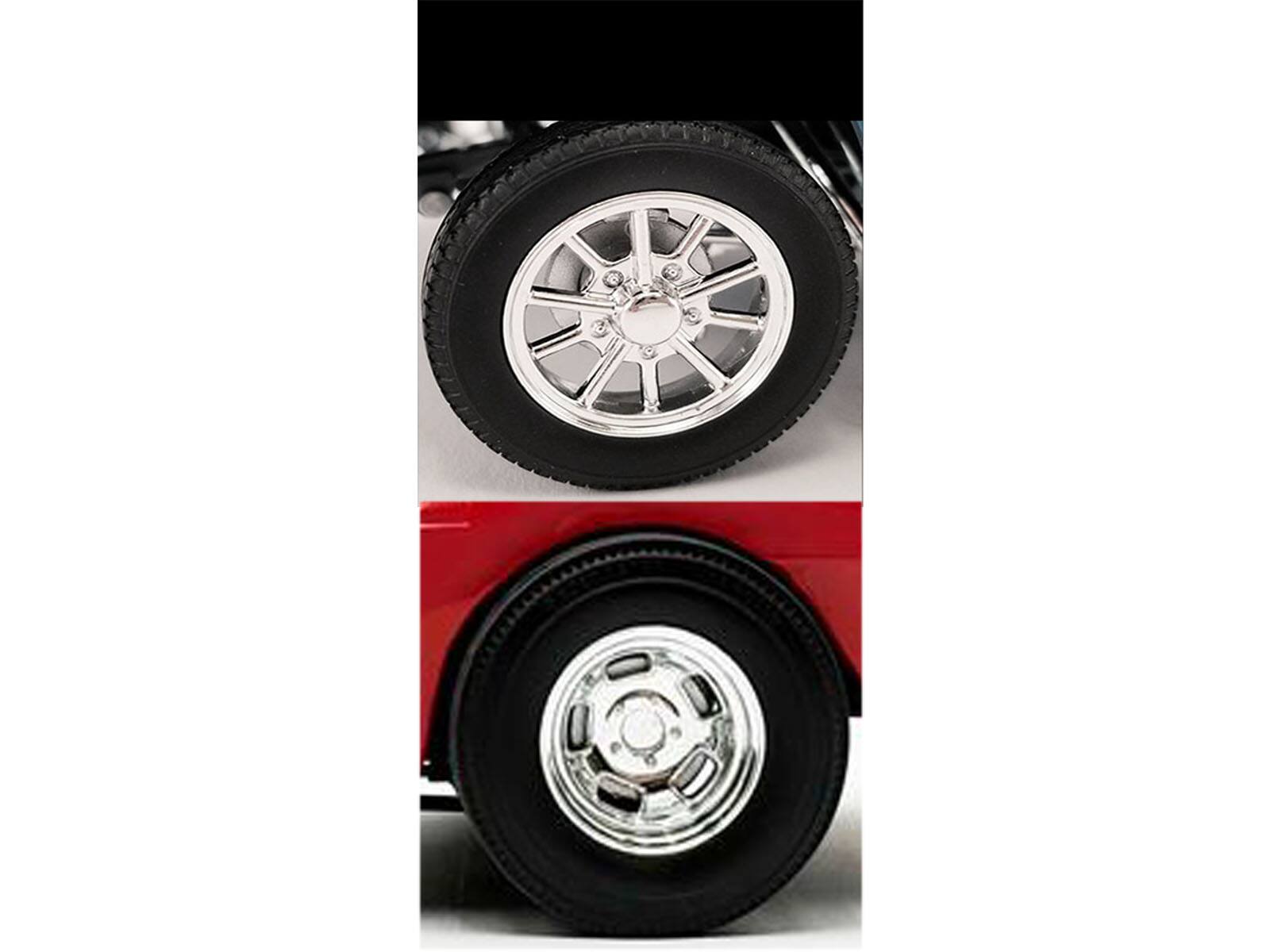 Left. ACME - Drag Wheel and Tire Set of 4 for 1961 Chevrolet Corvette Gasser 1/18 Scale Models by ACME - Black .