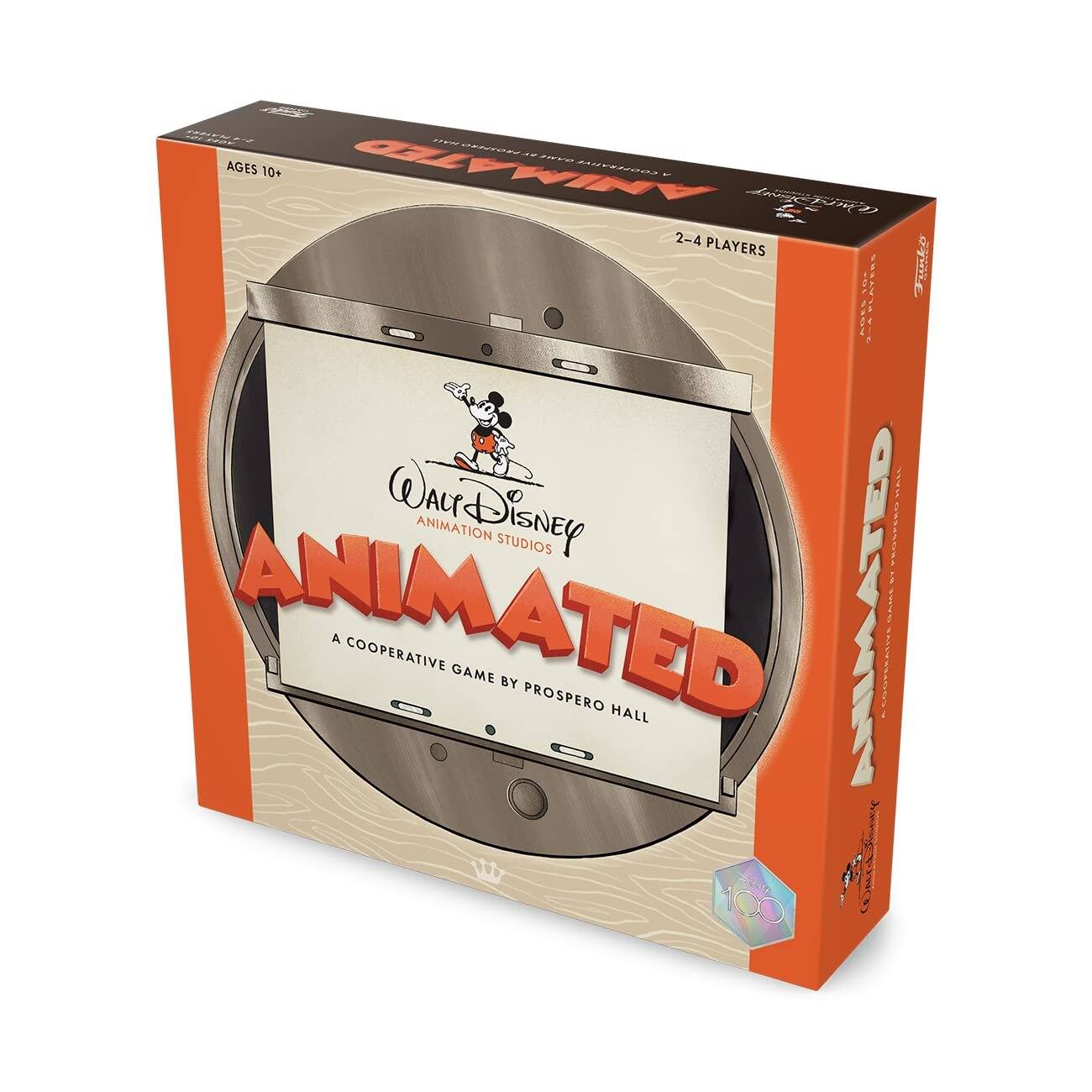 C. AT - AGES 10+ MRON AMIA 2-4 PLAYERS oyine SI9 WALT DISNEY ANIMATION STUDIOS PEEO i ANIMATED A COOPERATIVE GAME BY PROSPERO HALL ANIMATED 1N 100