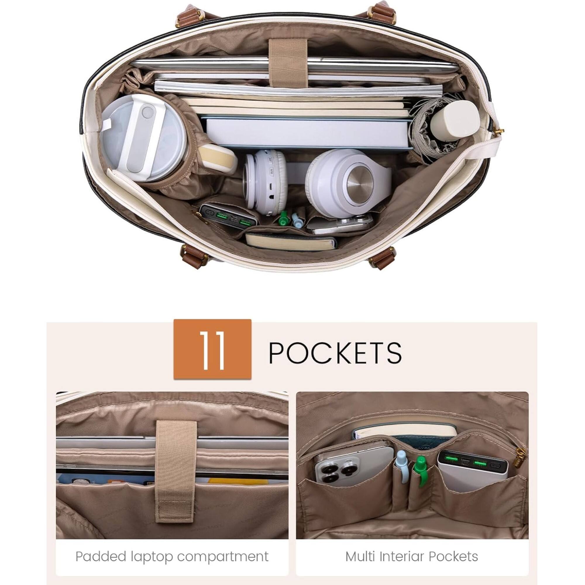 11 POCKETS  
Padded laptop compartment  
Multi Interior Pockets